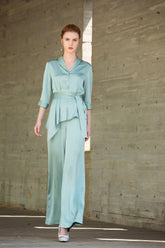 Seafoam Green Belted Blouse